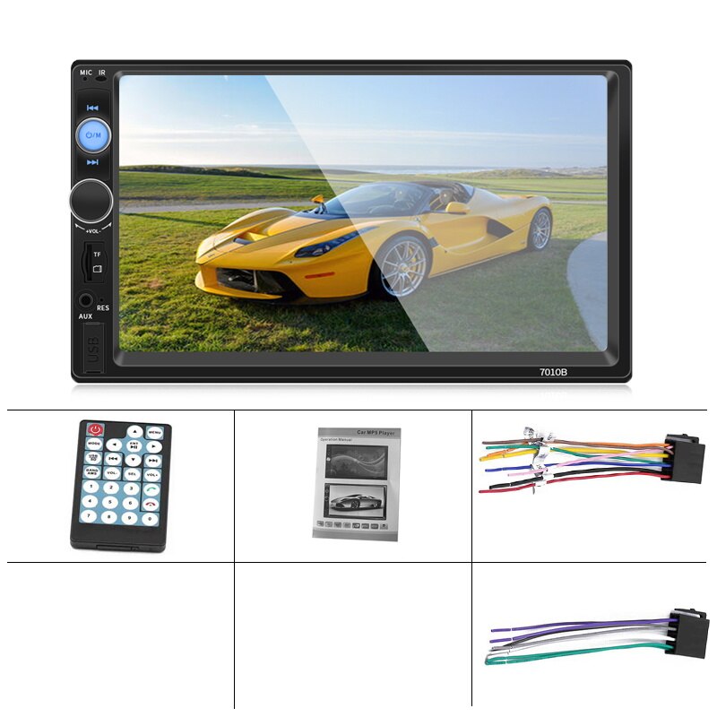 Double Din 7 Inch HD Touch Screen Stereo With Bluetooth, USB, Aux, SD & Rearview Camera