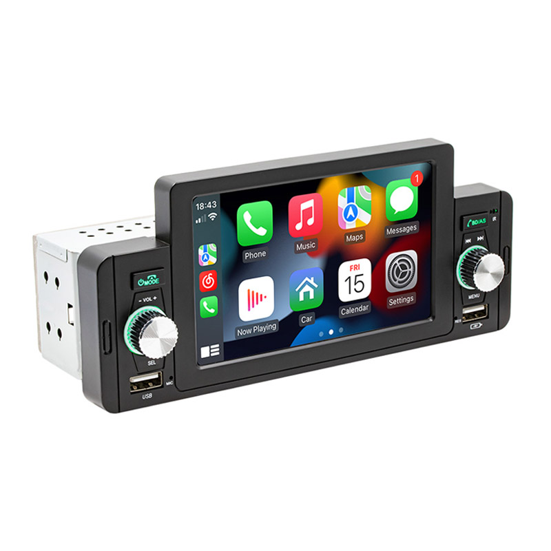Single Din HD 5-Inch Touch Screen Apple CarPlay / Android-Auto Stereo With FM Radio, Bluetooth & USB
