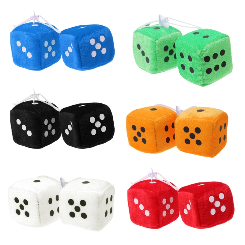 Pair Fuzzy Dice Rear View Mirror Hanging Decoration - Stealth Car  Accessories for Stylish Drives