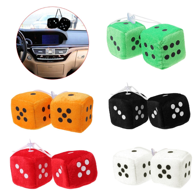 Pair Fuzzy Dice Rear View Mirror Hanging Decoration - Stealth Car