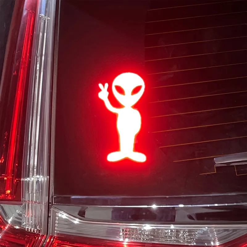 Reflective Alien Peace Car Sticker